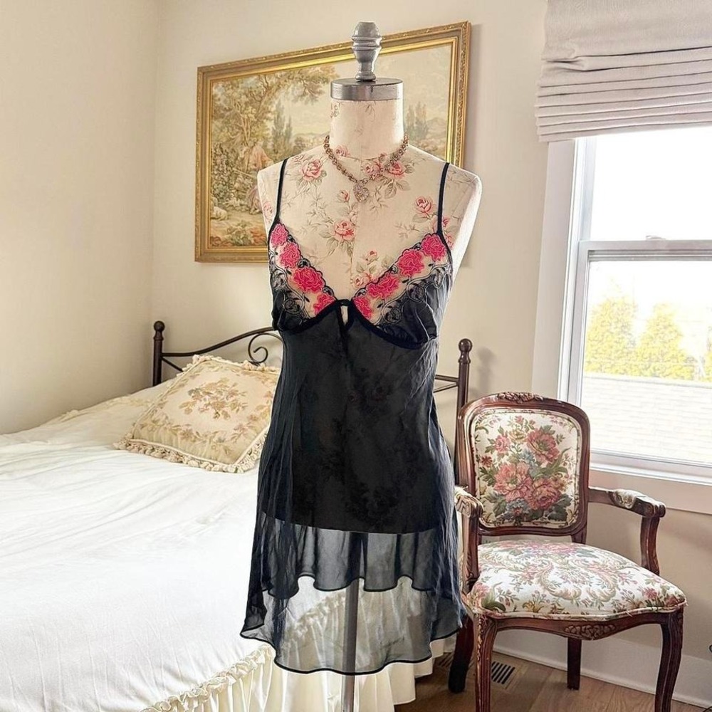 black floral slip dress